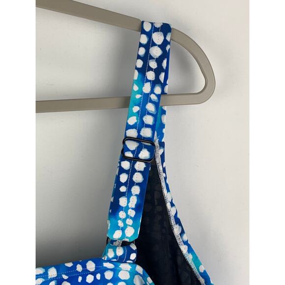 Swimsuits For All One Piece Bathing Suit Women Size 32 Blue White Polk Dot Plus - Picture 6 of 9
